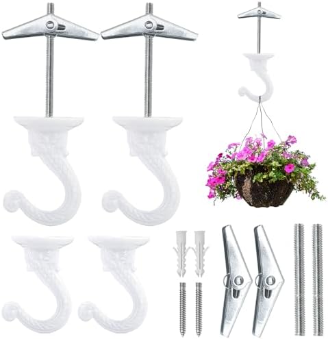2 Pack Heavy Duty Ceiling Hooks for Plants White