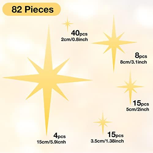 Zonon 82 Piece 3D Acrylic Mirror Wall Sticker Set Gold