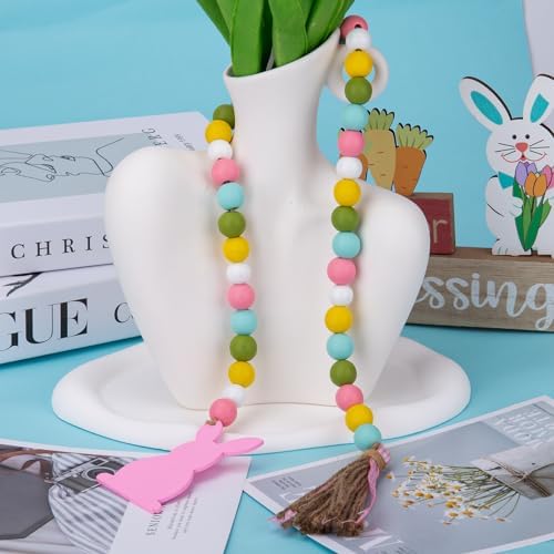 Easter Wood Bead Garland with Tassel 285 Inch
