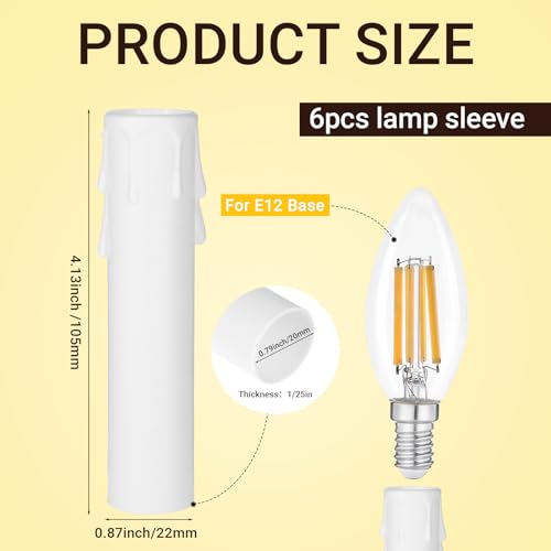 6 Piece White Candle Socket Covers for Chandeliers