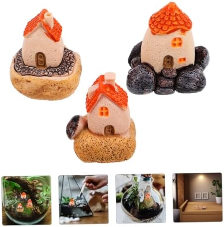 Zerodeko 3Pcs Miniature Garden House for Bonsai Terrarium Decor