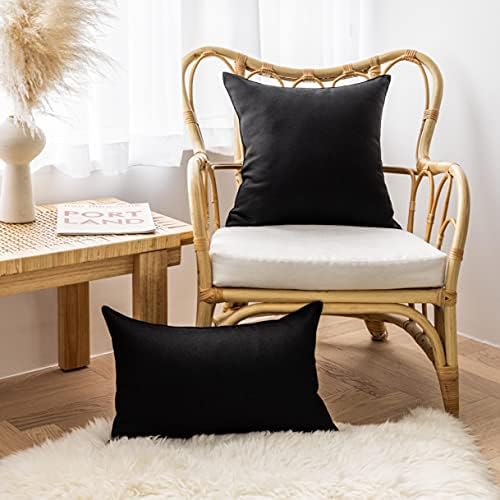 Home Brilliant Waterproof Linen Throw Pillow Covers Set of 4 Black