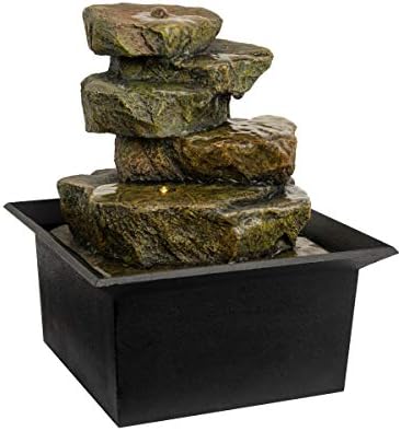 Pure Garden Tabletop Water Fountain with LED Light and Soothing Sounds