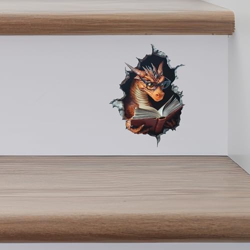 Dragon Reading Wall Decal 44W x 6H Inches