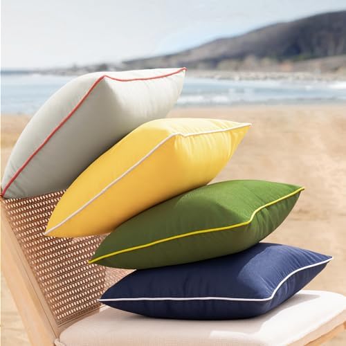Phantoscope 2 Pack Waterproof Throw Pillow Covers with Contrast Piping