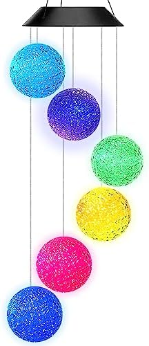 Color Changing Solar Wind Chime with Crystal Balls