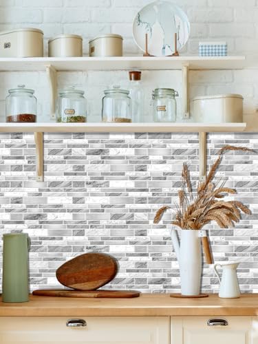 White Grey Kitchen Backsplash Tiles Wallpaper Peel Stick Vinyl