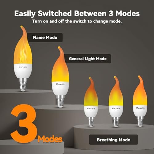 Morsatie Flame LED Bulbs 3 Mode Flickering 6 Pack