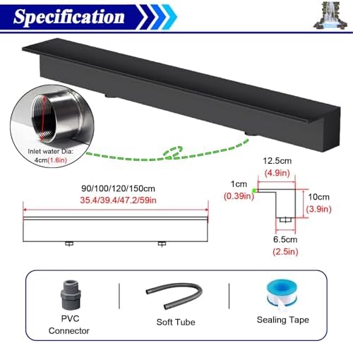 Stainless Steel Waterfall Spillway Kit for Outdoor Ponds and Garden Fountains