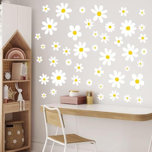 12 Sheets Daisy Wall Decals for Kids Room Decor