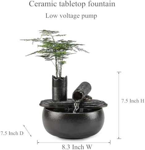 Ceramic Tabletop Fountain Black Bamboo A151