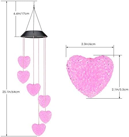 PACETAP Heart Solar Wind Chimes Outdoor Decor