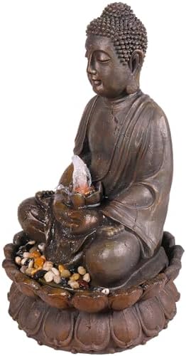 Alpine Corporation GEM122 33 Inch Bronze Buddha Fountain Statue
