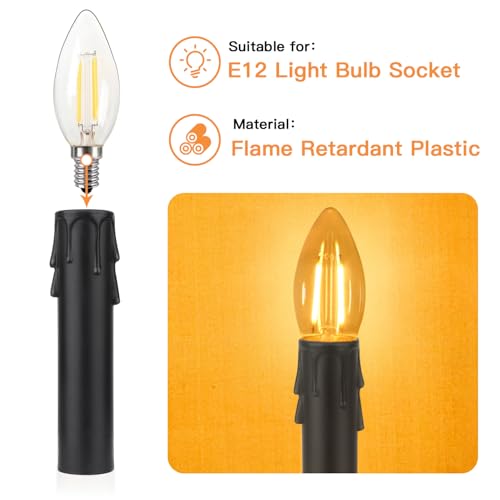 Helunsi 4 Inch Chandelier Candle Sleeves 12 Pack