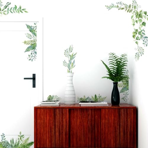 SUPERDANT Green Leaves Wall Decals 2 Sheets Set