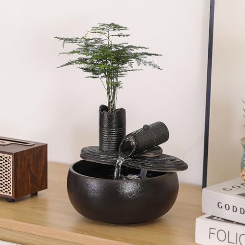 Ceramic Tabletop Fountain Black Bamboo A151
