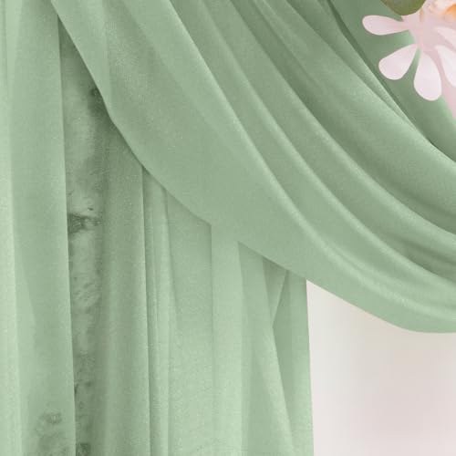 Sage Green Chiffon Draping Fabric 2 Panels Wedding Arch Decor