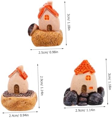 3pcs Miniature Resin House for Garden Decor