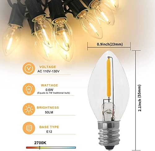 2 Pack C7 LED Light Bulb with Accessory Cord