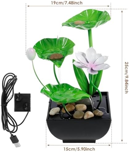 Water Lily Tabletop Fountain with 3 Tiers and Built in Pump