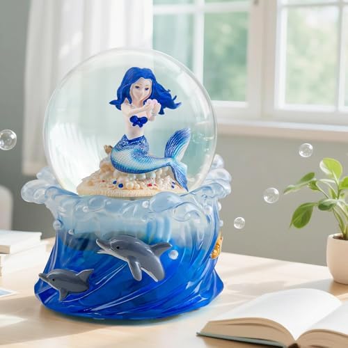 Mermaid Snow Globe Music Box with Light and Sound