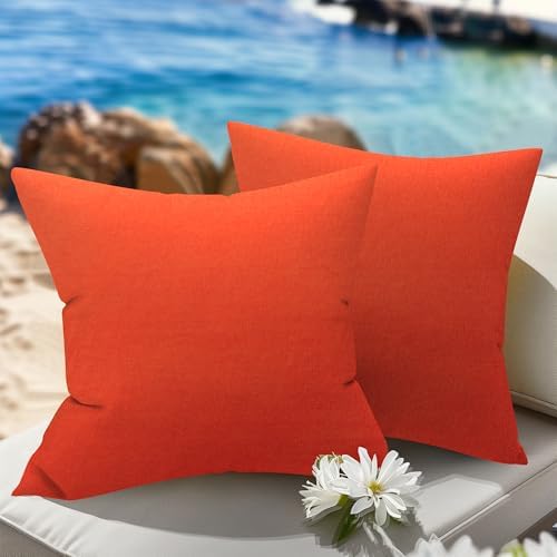 WOLKI Waterproof Outdoor Throw Pillows Set of 2 Orange