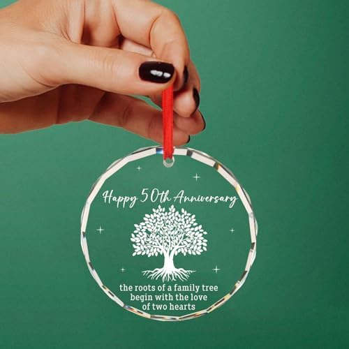 50th Anniversary Glass Ornament for Couple Wedding Decor