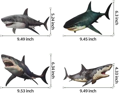 8 Pieces Shark Wall Stickers for Marine Decor