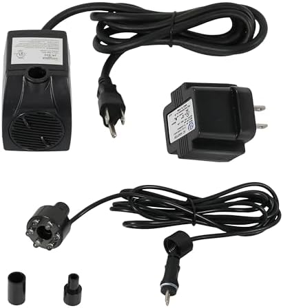 Sunnydaze 200 GPH Submersible Fountain Pump with LED Light and Transformer