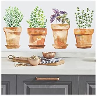 RoomMates RMK3652SCS Watercolor Potted Herbs Wall Decals