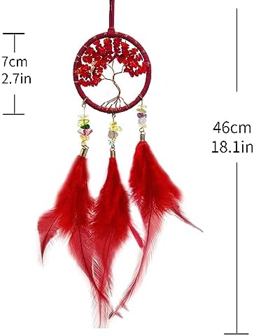 Red Mini Dream Catcher for Car and Bedroom Decor