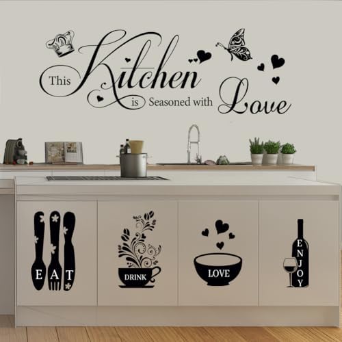 Kitchen Wall Stickers with Quotes and Decorations