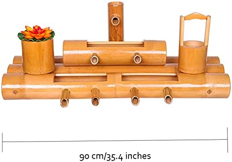Yellow Solar Bamboo Fountain 90cm for Garden Decor