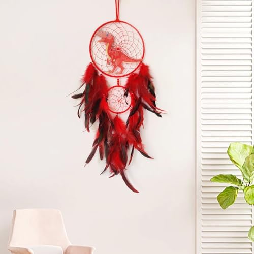 Red Large Dinosaur Dream Catcher Wall Decor