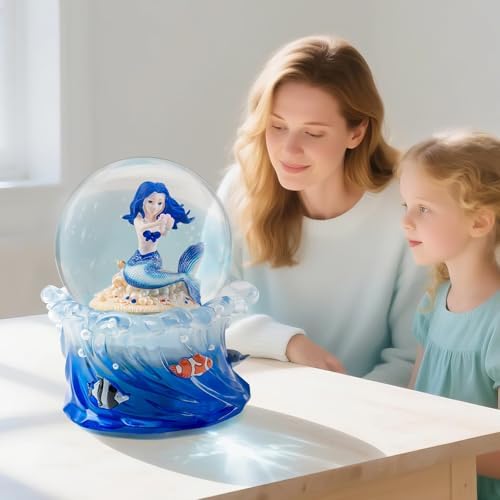 Mermaid Snow Globe Music Box with Light and Sound