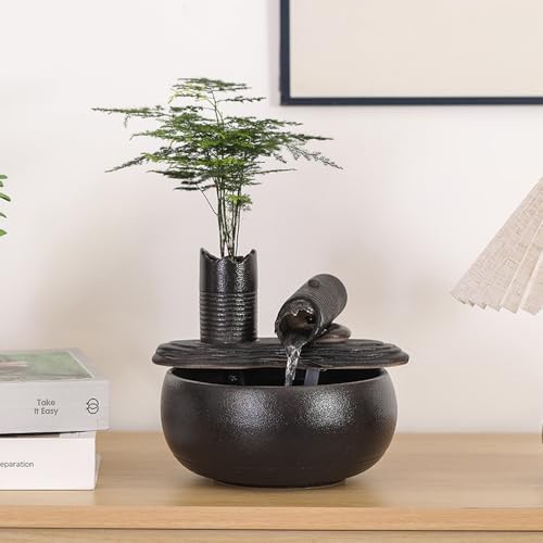 Ceramic Tabletop Fountain Black Bamboo A151