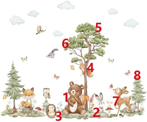 Wondever Woodland Animals Wall Decals Peel and Stick Forest Scene