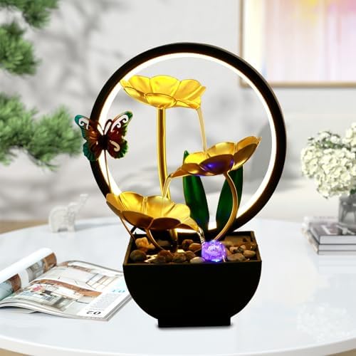 USB Powered Tabletop Water Fountain with LED Light and Humidifier
