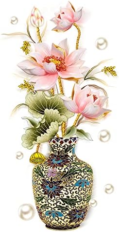 Chinese Style Lotus Flower Classical Vase Wall Sticker