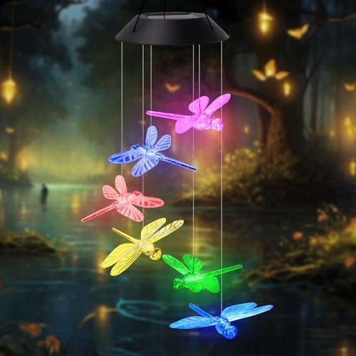 AVEKI Solar Wind Chimes Outdoor Dragonfly