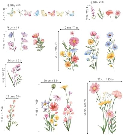 Wondever Pink Wildflower Wall Stickers for Bedroom and Living Room