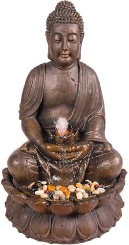 Alpine Corporation GEM122 33 Inch Bronze Buddha Fountain Statue
