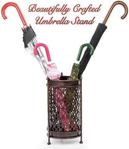 Dualplex Antique Style Metal Umbrella Stand 16 Inch Tall