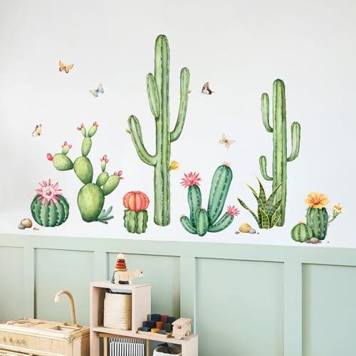 Tanlaby Cactus Wall Decals Green Plants Peel and Stick Decor