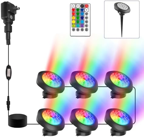 CREPOW RGBW Pond Lights Set of 6 with Remote Control
