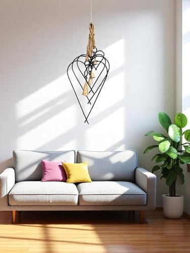Set of 4 Metal Heart Wall Art with Bells