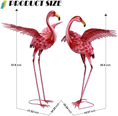 Natelf Pink Flamingo Yard Decorations Set of 2
