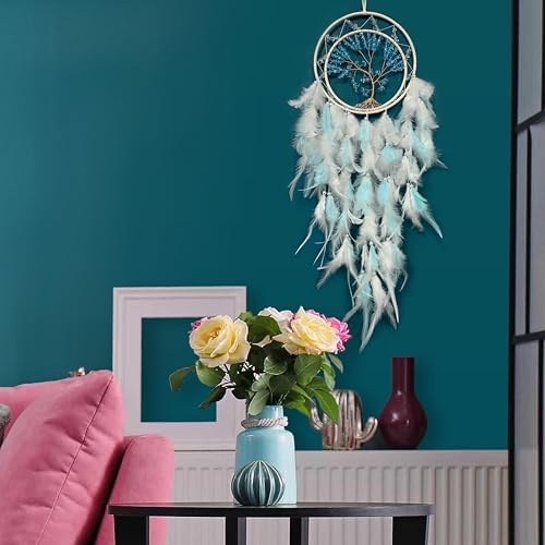 Handmade Blue Dream Catcher for Bedroom Adult Wall Decor
