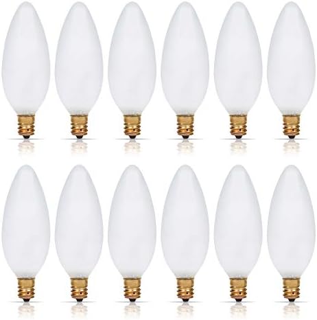Simba Lighting Frosted B10 Candelabra Light Bulbs 40W E12 Base 12 Pack