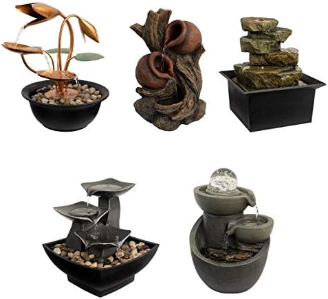 Pure Garden Tabletop Water Fountain with LED Light and Soothing Sounds